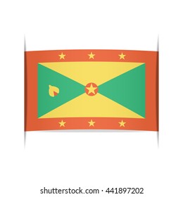 Flag of Grenada. Vector illustration of a stylized flag. The slit in the paper with shadows. Element for infographics.