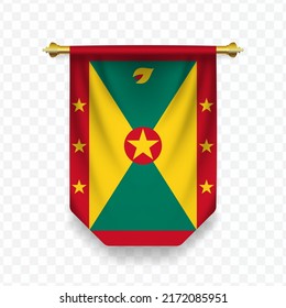 Flag of Grenada. Vector illustration of a vertical hanging flag on a transparent background (PNG).