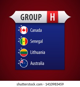 Flag of group H: Canada, Senegal, Lithuania, Australia. Vector illustration.