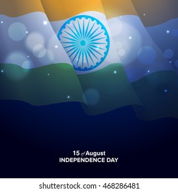 flag grungy with 3d Ashoka Chakra Indian vector illustration eps10