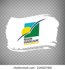 Flag of Guadeloupe from brush strokes. Waving Flag Guadeloupe on transparent background for your web site design, app, UI.  Overseas department of France. Stock vector.  EPS10.