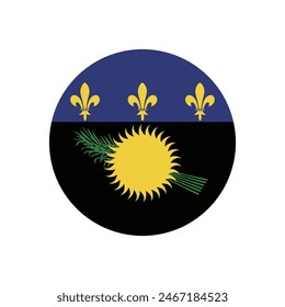 Flag of Guadeloupe. Guadeloupe circle flag. Flag icon. Standard color. Round flag. Computer illustration. Digital illustration. Vector illustration.
