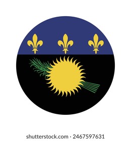 Flag of Guadeloupe. Guadeloupe circle flag. Flag icon. Standard color. Round flag. Computer illustration. Digital illustration. Vector illustration.