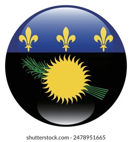 Flag of Guadeloupe. Guadeloupe circle flag. Flag icon. Standard color. Round flag. Computer illustration. Digital illustration. Vector illustration.