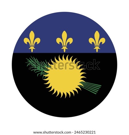 Flag of Guadeloupe. Guadeloupe circle flag. Flag icon. Standard color. Round flag. Computer illustration. Digital illustration. Vector illustration.