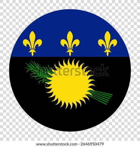 Flag of Guadeloupe. Guadeloupe circle flag logo icon computer vector illustration design. Checkerboard background.