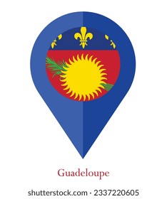 Flag of Guadeloupe, Flag of Guadeloupe Map pointer icon. Vector illustration flag pointer.