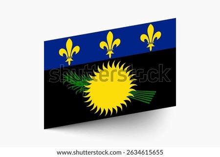 Flag of Guadeloupe. Guadeloupe flag official colors tilted icon digital vector illustration design.