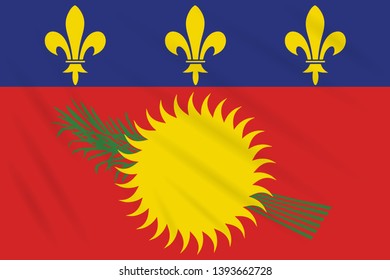 Flag Guadeloupe - variant swaying in wind, realistic vector