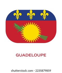 Flag of Guadeloupe, Guadeloupe flag Vector illustration, Guadeloupe national flag in a circle. Button style,