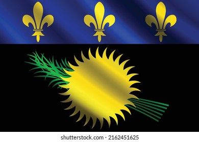 Flag of guadeloupe vector illustration, guadeloupe  wavy flag, 