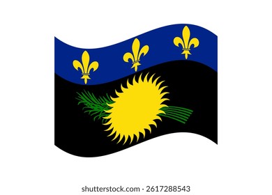 Flag of Guadeloupe. Guadeloupe wavy flag digital vector illustration. Fluttering flag.