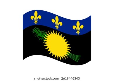 Flag of Guadeloupe. Guadeloupe wavy flag digital vector illustration. Fluttering flag.
