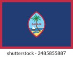 Flag of Guam. Blue and red flag with a palm tree of the island of Guam. State symbol of the territory of Guam.