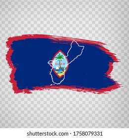 Flag  of Guam from brush strokes and Blank map Guam. High quality map of Guam and flag on transparent background for your web site design, app, UI. Oceania. USA. EPS10.
