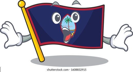 Flag guam cartoon character design on a surprised gesture