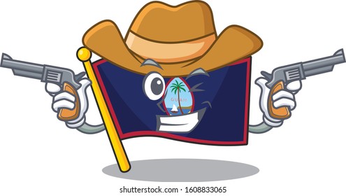 Flag guam dressed as a Cowboy having guns