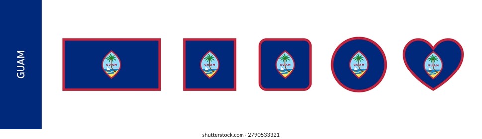 Flag of Guam vector icon set