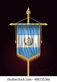 Flag of Guatemala. Festive Banner Vertical Flag with Flagpole. Wall Hangings with Gold Tassel Fringing