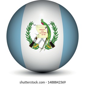 Flag of Guatemala in the form of a ball isolated on white background.