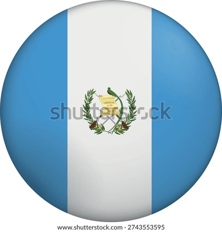 Flag of Guatemala. Glossy circular flag. Button appearance. 3D Icon Design with depth. Professional, tactile look. Perfect for representing national identity in digital interfaces and perfect for websites