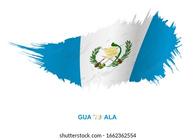 Flag of Guatemala in grunge style with waving effect, vector grunge brush stroke flag.