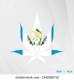 Flag of Guatemala in Marijuana leaf shape. The concept of legalization Cannabis in Guatemala. Medical cannabis illustration.