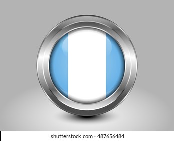 Flag of Guatemala. Metal and Glass Round Icon