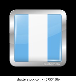 Flag of Guatemala. Metal Icon Square Shape. This is File from the Collection Flags of North America