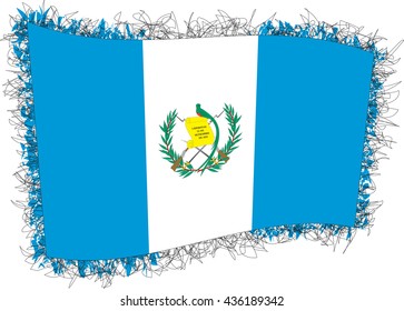 Flag of Guatemala, officially the Republic of Guatemala. Vector illustration of a stylized flag. Shaggy edge.