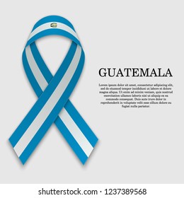 Flag of Guatemala on stripe ribbon isolated on white background. Template for independence day