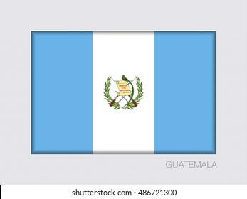 Flag of Guatemala. Rectangular Official Flag with Proportion 2:3. Under Gray Cardboard with Inner Shadow