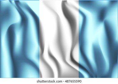 Flag of Guatemala. Rectangular Shaped Icon with Wavy Effect. Aspect Ratio 2:3