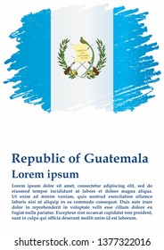 Flag of Guatemala, Republic of Guatemala. Template for award design, an official document with the flag of Guatemala and other uses. Bright, colorful vector illustration.