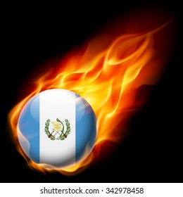 Flag of Guatemala as round glossy icon burning in flame