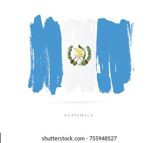 Flag of Guatemala. Vector illustration on white background. Beautiful brush strokes. Abstract concept. Elements for design.