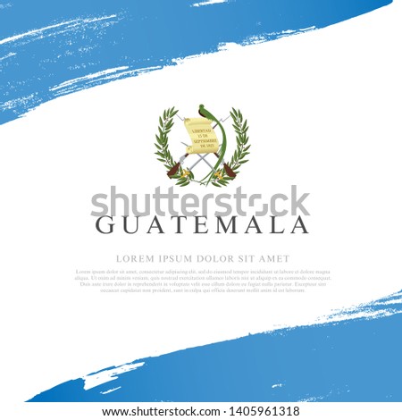Flag of Guatemala. Vector illustration on white background. Brush strokes drawn by hand. Independence Day.