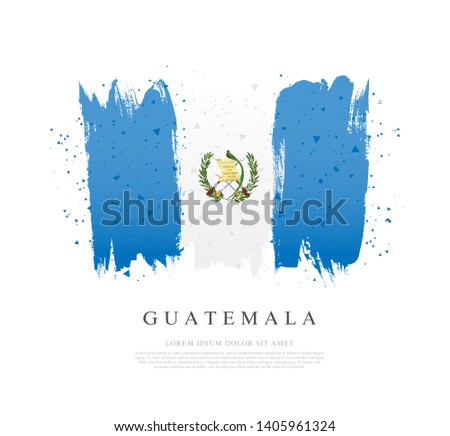 Flag of Guatemala. Vector illustration on white background. Brush strokes drawn by hand. Independence Day.