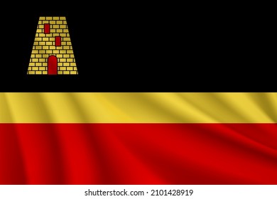 Flag of Guayama, Puerto Rico. Realistic waving flag of Guayama vector background.