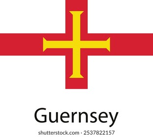 Die Flagge von Guernsey, einer britischen Kronenabhängigkeit auf den Kanalinseln.