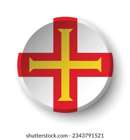 The flag of Guernsey. Button flag icon. Standard color. Circle icon flag. 3d illustration. Computer illustration. Digital illustration. Vector illustration.