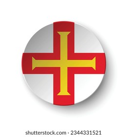 La bandera de Guernsey. Icono de indicador de botón. Color estándar. Indicador de icono de círculo. 3 quinquies ilustración. Ilustración del equipo. Ilustración digital. Ilustración vectorial.
