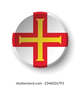 The flag of Guernsey. Button flag icon. Standard color. Circle icon flag. 3d illustration. Computer illustration. Digital illustration. Vector illustration.