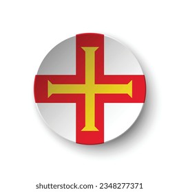 The flag of Guernsey. Button flag icon. Standard color. Circle icon flag. 3d illustration. Computer illustration. Digital illustration. Vector illustration.