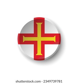 The flag of Guernsey. Button flag icon. Standard color. Circle icon flag. 3d illustration. Computer illustration. Digital illustration. Vector illustration.