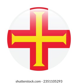 The flag of Guernsey. Button flag icon. Standard color. Circle icon flag. 3d illustration. Computer illustration. Digital illustration. Vector illustration.