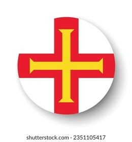 La bandera de Guernsey. Icono de indicador de botón. Color estándar. Indicador de icono de círculo. 3 quinquies ilustración. Ilustración del equipo. Ilustración digital. Ilustración vectorial.