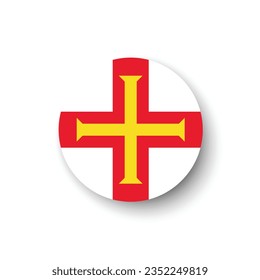 The flag of Guernsey. Button flag icon. Standard color. Circle icon flag. 3d illustration. Computer illustration. Digital illustration. Vector illustration.