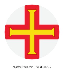 La bandera de Guernsey. Icono de indicador de botón. Color estándar. Indicador de icono de círculo. 3 quinquies ilustración. Ilustración del equipo. Ilustración digital. Ilustración vectorial.
