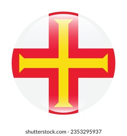 The flag of Guernsey. Button flag icon. Standard color. Circle icon flag. 3d illustration. Computer illustration. Digital illustration. Vector illustration.